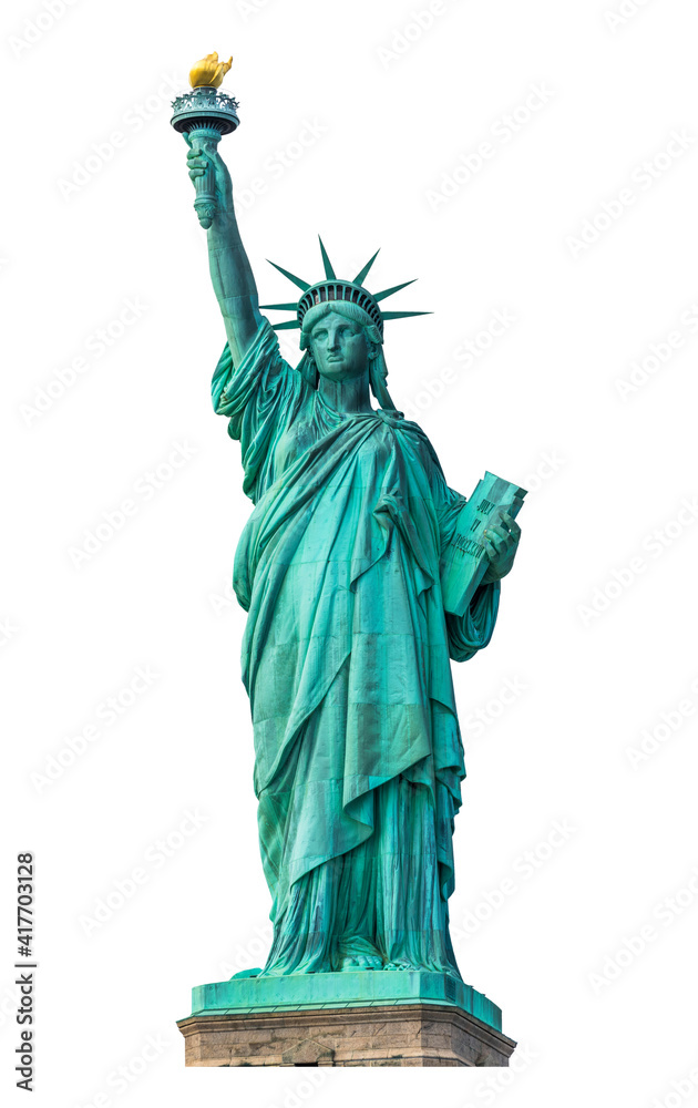 Fototapeta premium Statue of Liberty National Monument isolated on white background. Clipping path. .