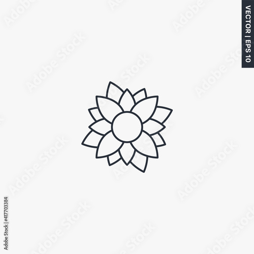 Mandala, linear style sign for mobile concept and web design