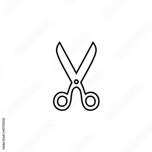Scissor linear vector icon. Scissors cutting.