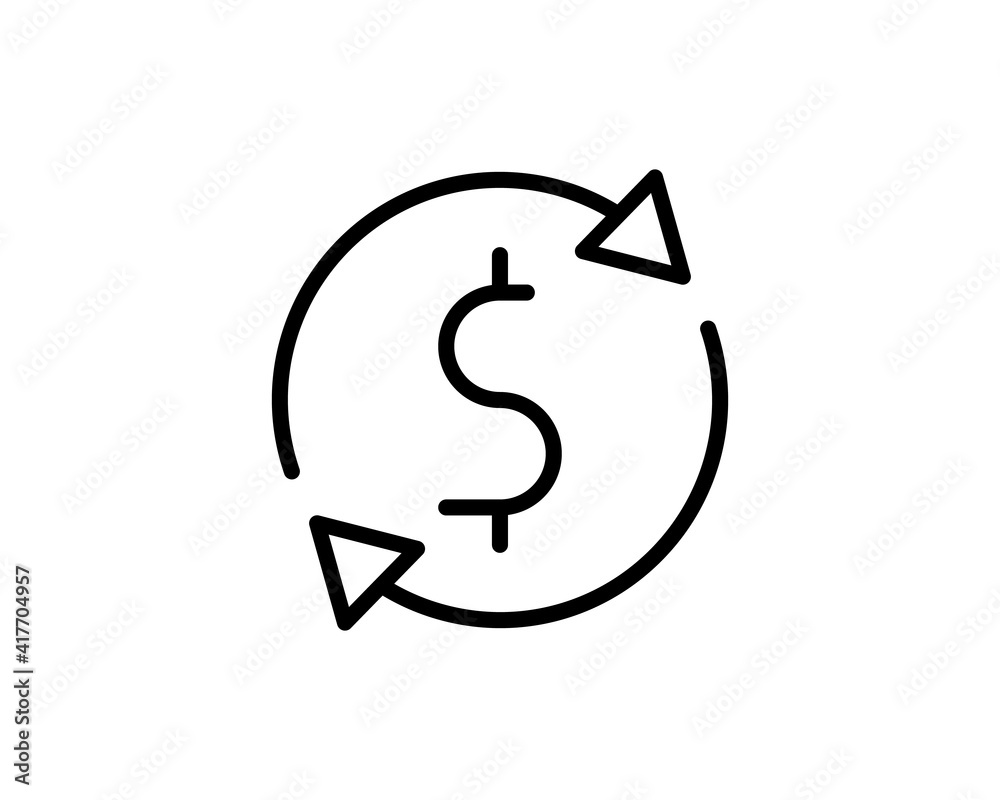 Cash back icon. Symbol is return of Money. Sign of a refund of dollars. Business vector illustration Cash back icon. Symbol is return of Money. Sign of a refund of dollars. Business vector illustration