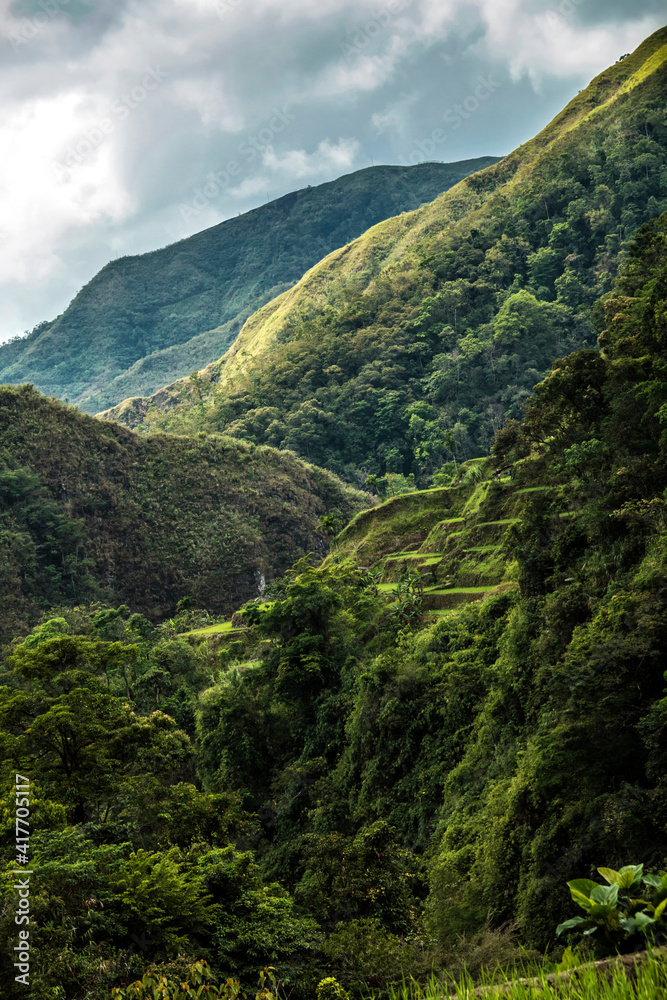 Fototapeta premium dramatic rice terraces landscape taken in Batad, Banaue, Philippines during a summer travel in Asia