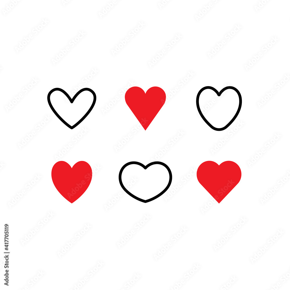 Hearts icon set. Valentine's day heart vector.