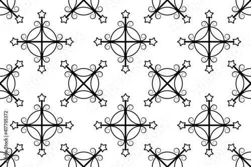 Seamless pattern. Baroque, rococo style wallpaper design. Seamless retro elements background. Vintage style crosses antique pattern. Seamless crosses pattern. Vector illustration.