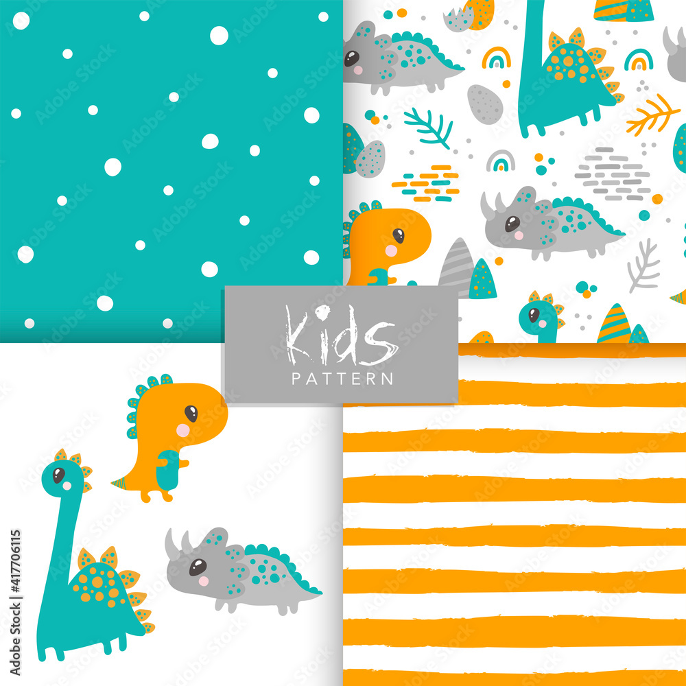 Fototapeta premium seamless sweet dinosaur animal patterns