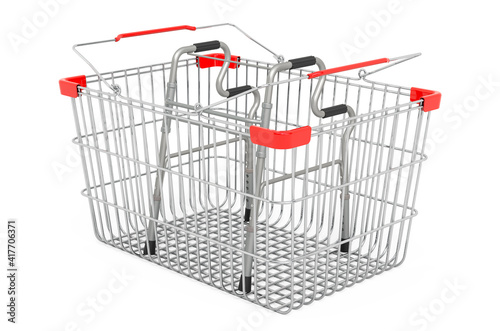Shopping basket with walking frame, 3D rendering