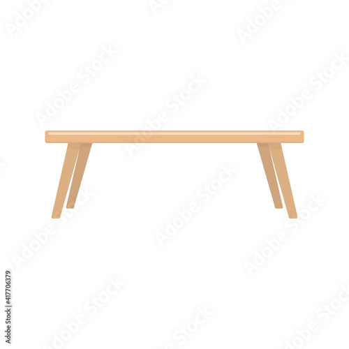 Wooden bench icon. Front view. Vector flat graphic illustration. The isolated object on a white background. Isolate.