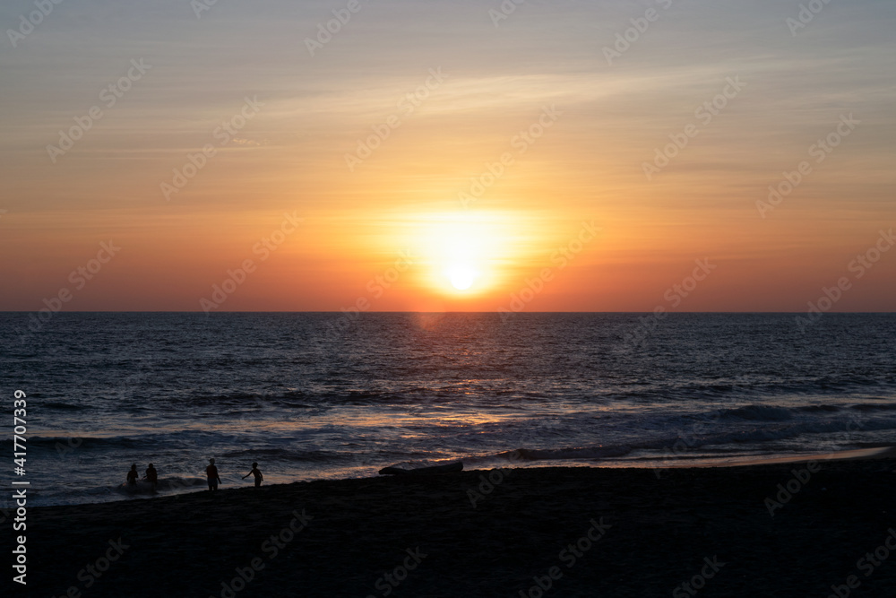 Beautiful sunset in Ecuadro beach, Mar Bravo
