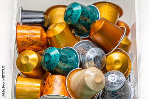 Coffee capsules in a box