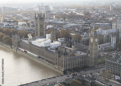 Panoramic view of parliament in london