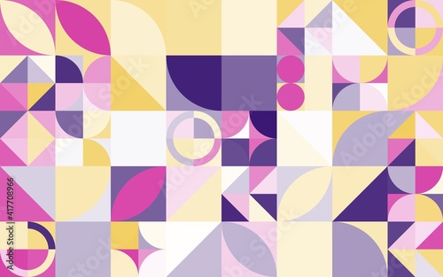 Colorful purple mosaic Bauhaus artistic geometric background wallpaper design pattern