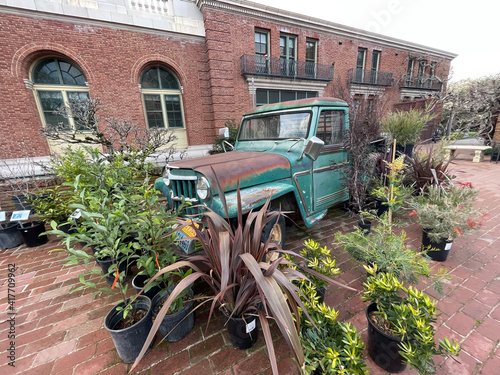 old car with flowers
