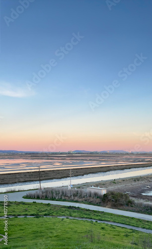 sunset over the river