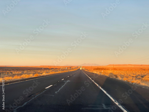 sunset on the road