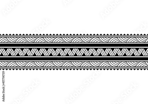 Maori polynesian tattoo bracelet. Tribal sleeve seamless pattern vector. Samoan border tattoo design fore arm or foot. Armband tattoo tribal. band fabric seamless ornament isolated on white background