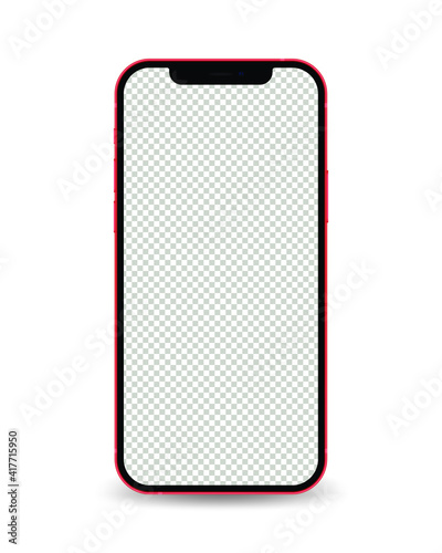 Mobile phone with transparent screens. Ideal for marketing, app design, ui and ux. Display Front View. Device Mockup. Separate Layers. Vector graphic.