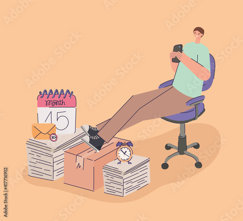cute man procrastinating