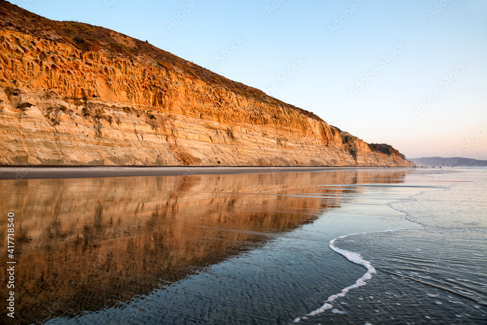 USA, California, La Jolla, Torrey Pines State Beach reflections