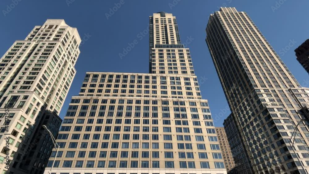 driving past Blvd - boulevard of tall residential condominiums buildings Upper West Side Manhattan from West Side Highway New York City NYC driving past Blvd - boulevard of tall residential condominiums buildings Upper West Side Manhattan from West Side Highway New York City NYC