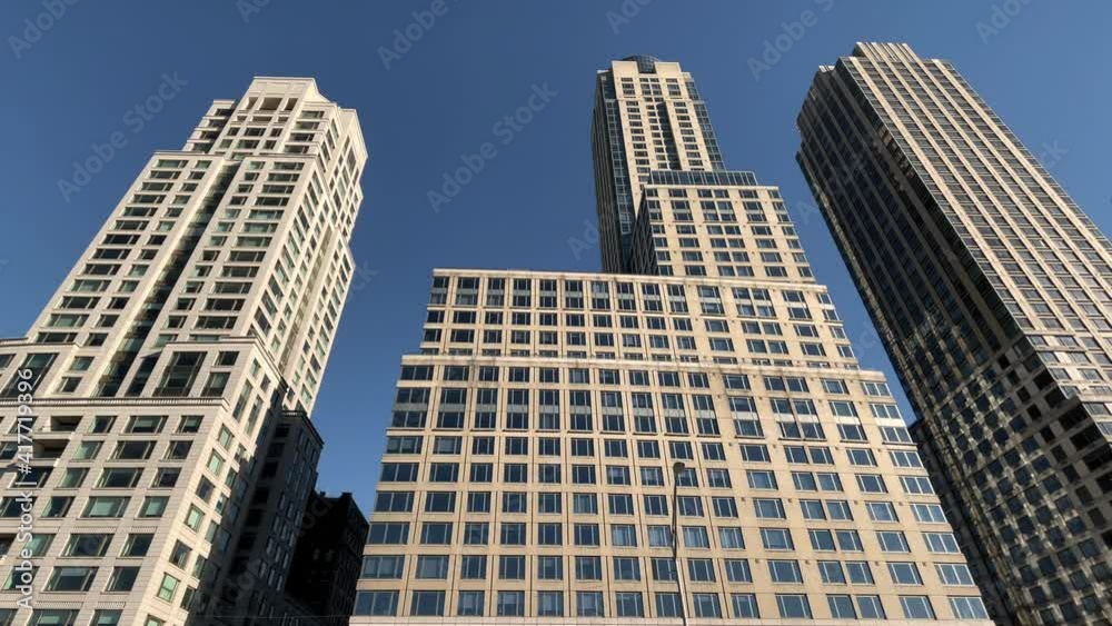 driving past Riverside Blvd - boulevard of tall residential condominiums buildings Upper West Side Manhattan from West Side Highway New York City NYC driving past Riverside Blvd - boulevard of tall residential condominiums buildings Upper West Side Manhattan from West Side Highway New York City NYC