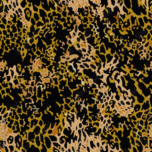 Full seamless leopard cheetah texture animal skin pattern vector. Green design for textile fabric printing. Suitable for fashion use.