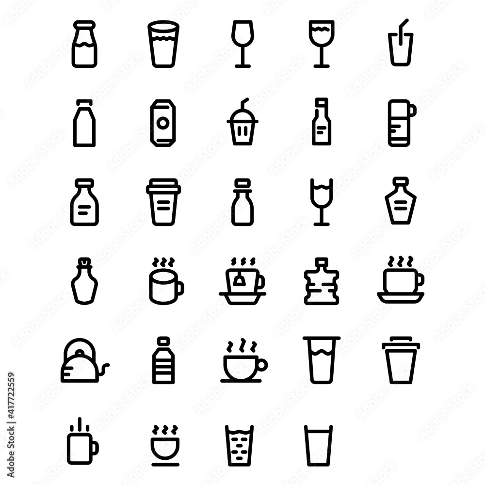 set of beverage icons for web design or any project set of beverage icons for web design or any project