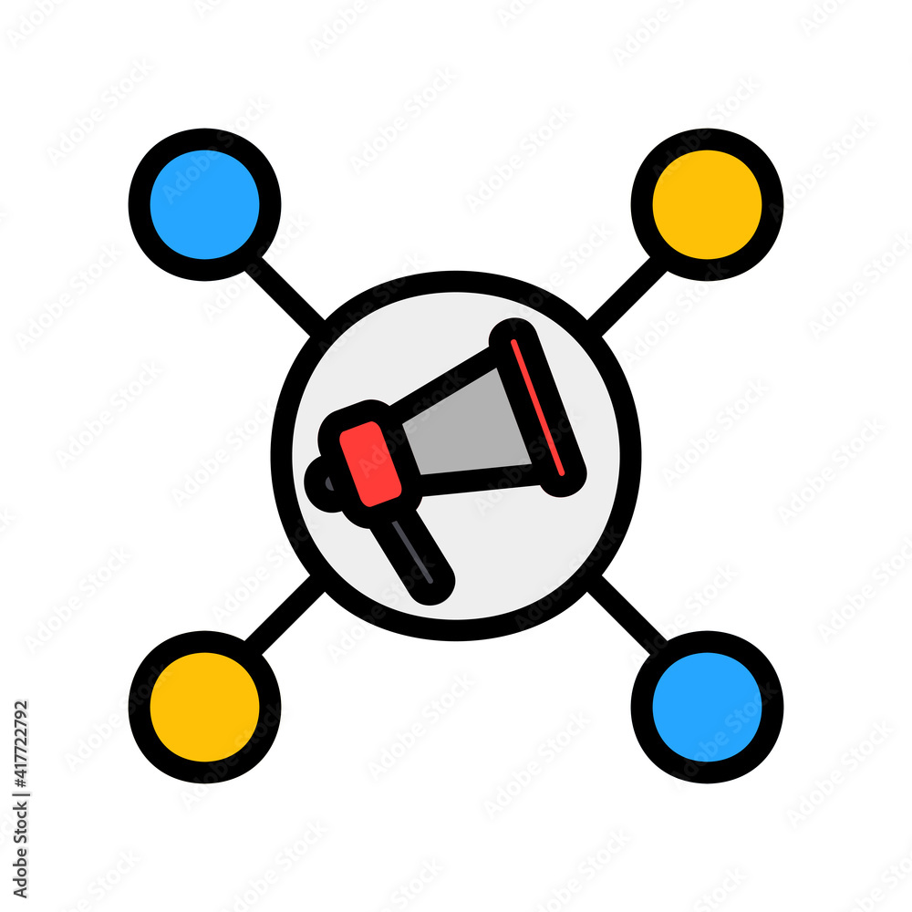 Social Marketing icon vector illustration in filled line style about marketing and growth for any projects Social Marketing icon vector illustration in filled line style about marketing and growth for any projects