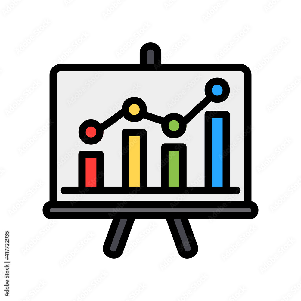 Presentation icon vector illustration in filled line style about marketing and growth for any projects Presentation icon vector illustration in filled line style about marketing and growth for any projects