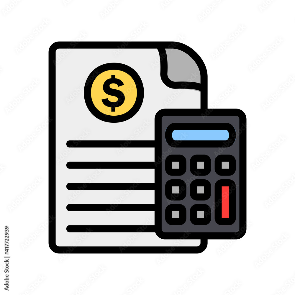 Calculator icon vector illustration in filled line style about marketing and growth for any projects Calculator icon vector illustration in filled line style about marketing and growth for any projects
