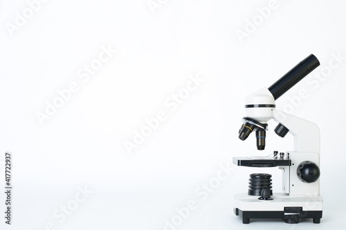 Medical microscope on white background
