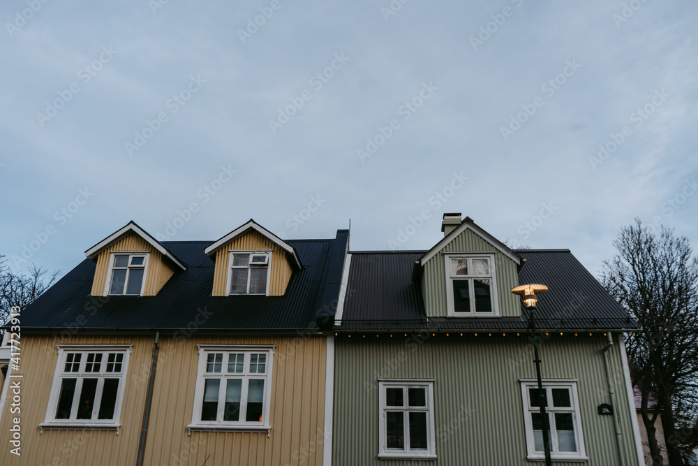 Iconic nordic houses in Reykjavík, Iceland