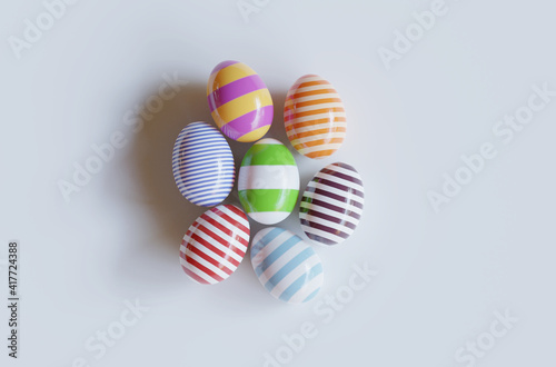 Easter eggs painted with stripes