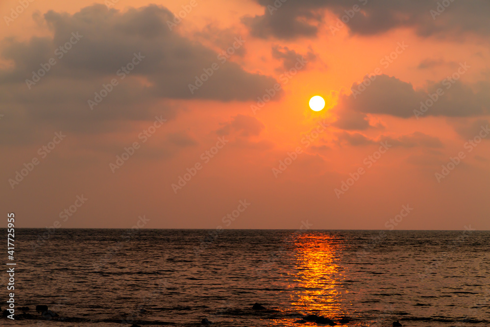 Sunset with twilight in Bailan beach