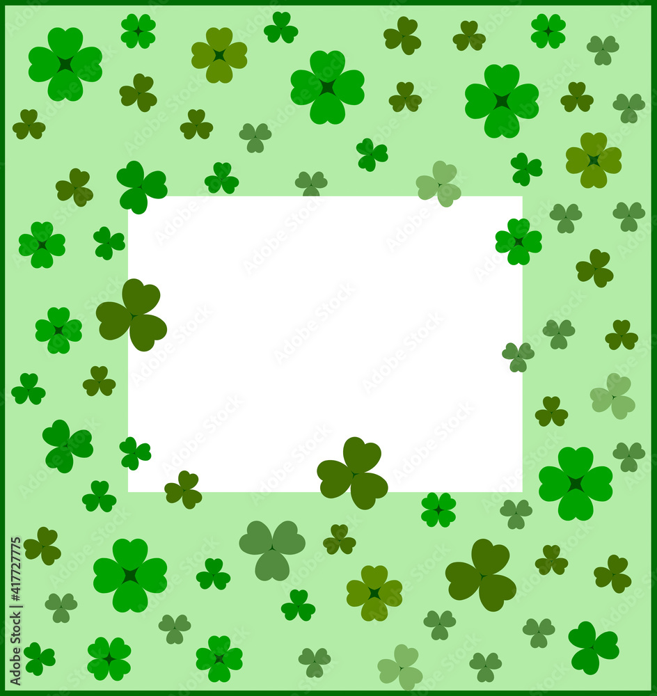 St patrick's day clover leaves frame on green background template St patrick's day clover leaves frame on green background template