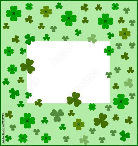 St patrick's day clover leaves frame on green background template