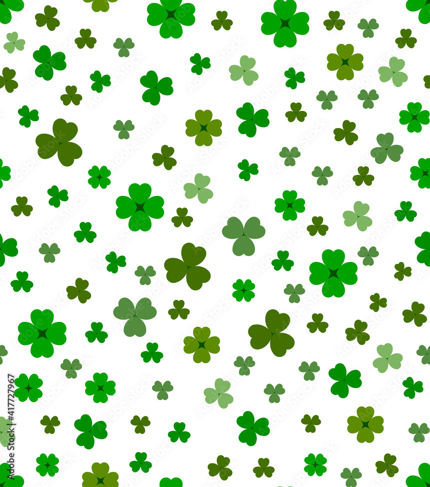 St. Patrick's Day seamless pattern - clover on white background St. Patrick's Day seamless pattern - clover on white background