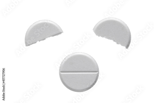 White Pills on white background  photo