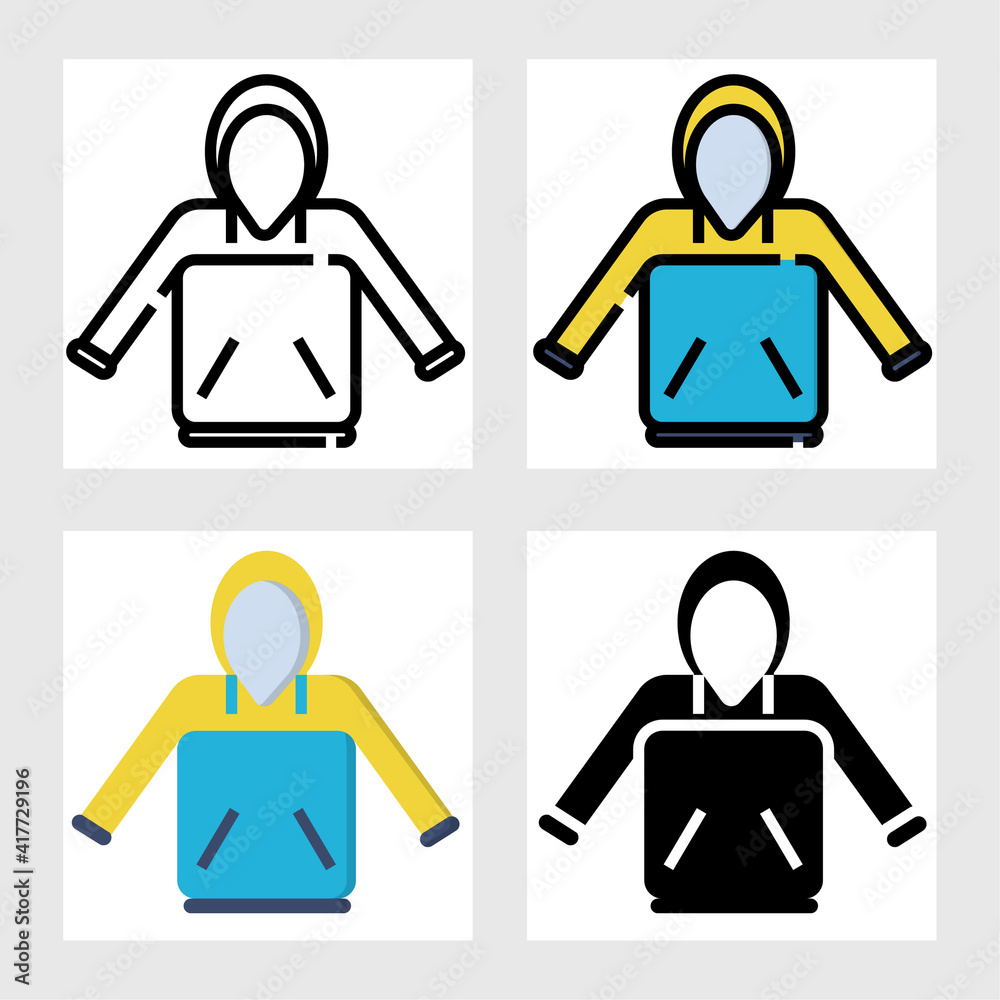 hoodie icon vector design in filled, thin line, outline and flat style. hoodie icon vector design in filled, thin line, outline and flat style.