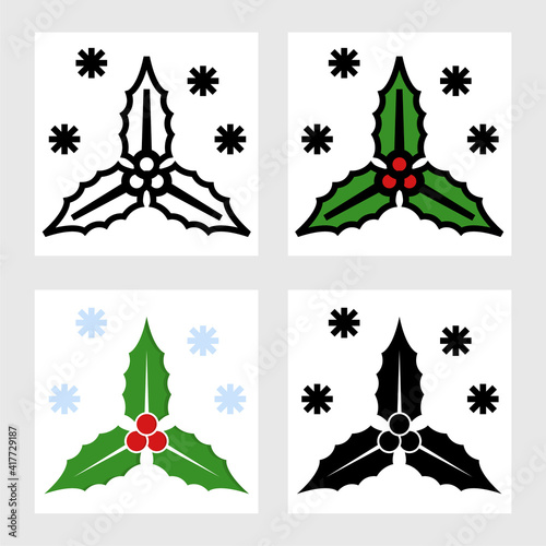 holly berry icon vector design in filled, thin line, outline and flat style.