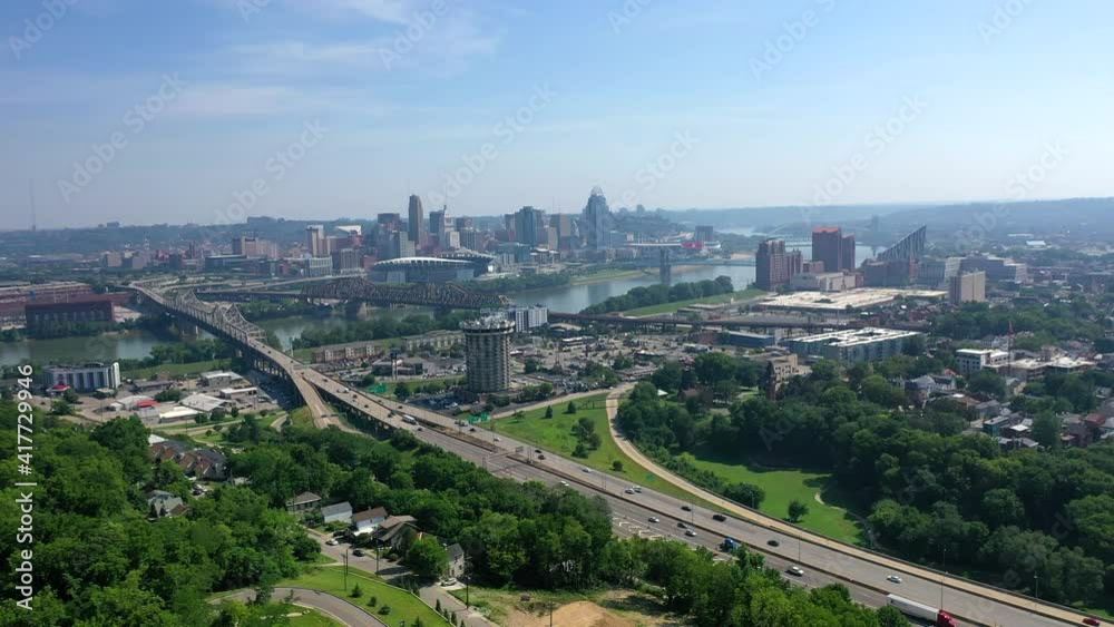aerial Cincinnati skyline views