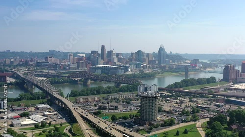 aerial Cincinnati skyline views