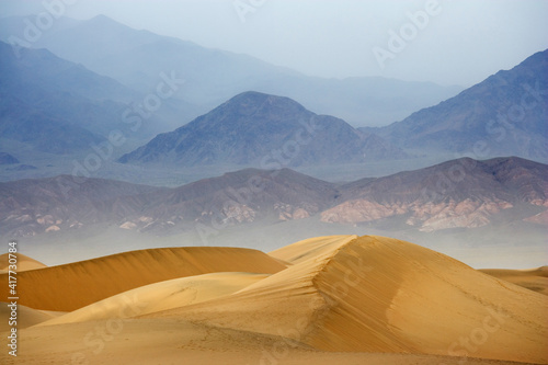 USA, California, Death Valley National Park. Sand dunes on stormy day.