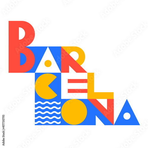Barcelona vector geometric print. Stylized design for cover, card, poster,  Wall art, t-shirt, postcard