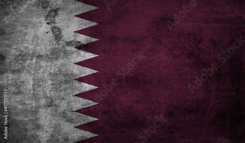 Grunge Qatar flag. Qatar flag with waving grunge texture.