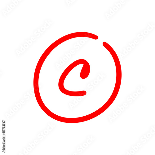 C letter grade, red color exam score, vector illustration design
