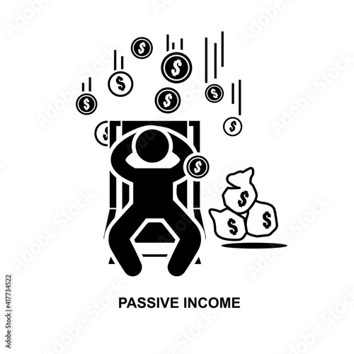Passive income concept icon isolated on white background vector illustration.