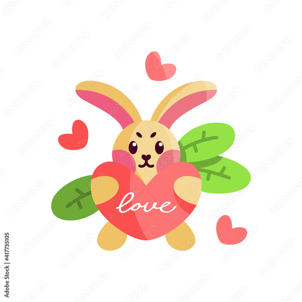 Fototapeta premium Bunny with love heart. Valentines day - VEctor