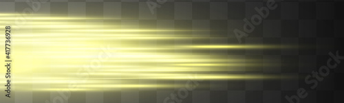 Abstract orange laser beam. Transparent isolated on black background. Vector illustration.the lighting effect.floodlight directional