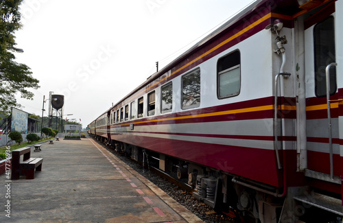 Trains in Thailand, Translation text on the sign : The name of district in Thailand, called : Sungnoen, mean : Hight Hills.