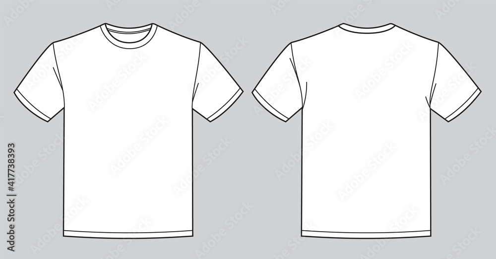 Blank white t-shirt template. Front and back view - obrazy, fototapety, plakaty 