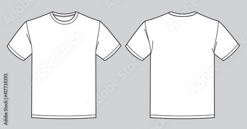 Blank white t-shirt template. Front and back view photo